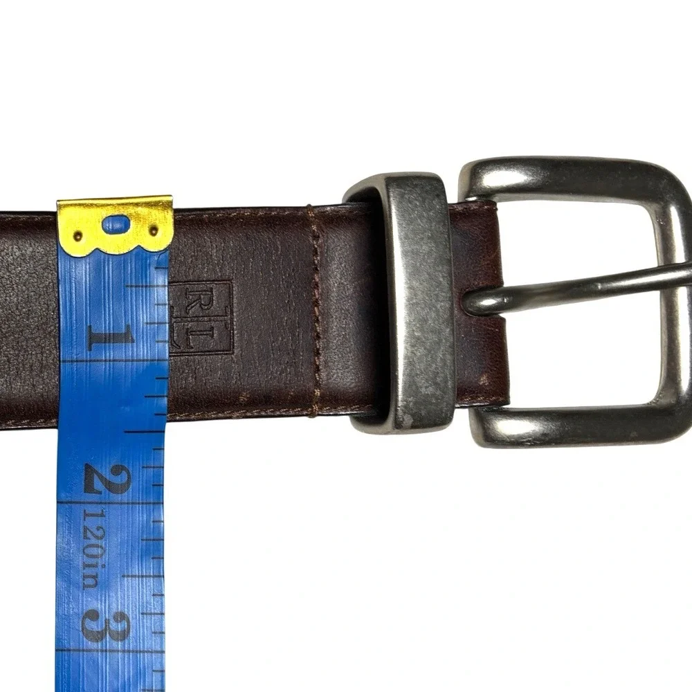 Lauren Ralph Lauren Brown Leather Belt Distressed Silver Buckle Size 42
